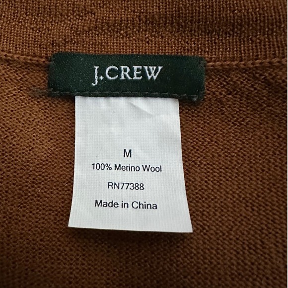 J Crew 100% Merino Wool Lightweight Cardigan Sweater Sz M Brown Button Front - Picture 3 of 9